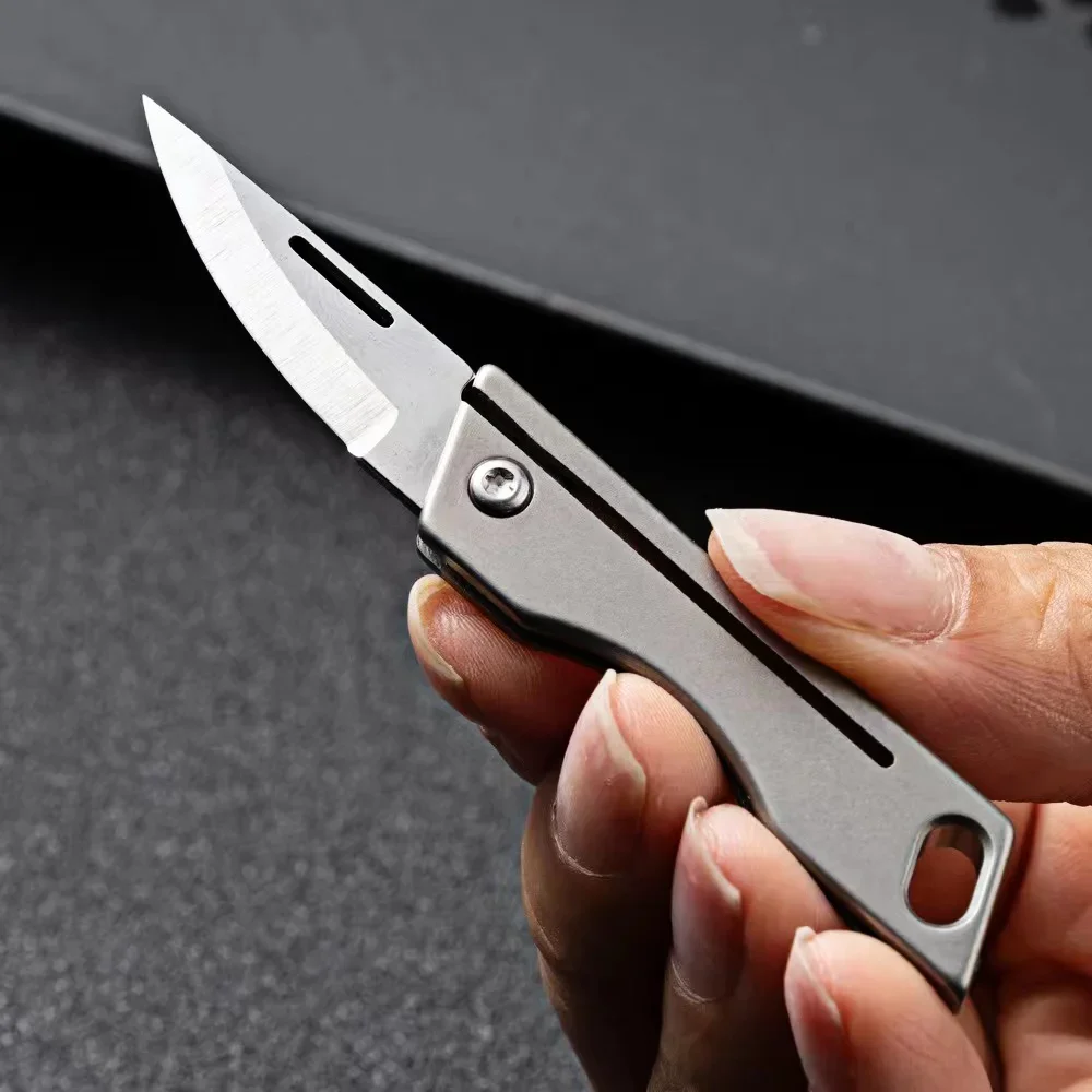 

Mini Tc4 Titanium Alloy Mini Folding Knife EDC Portable Keychain Pendant Knife Express Unpacking Pocket Knife Gift EDC Tool