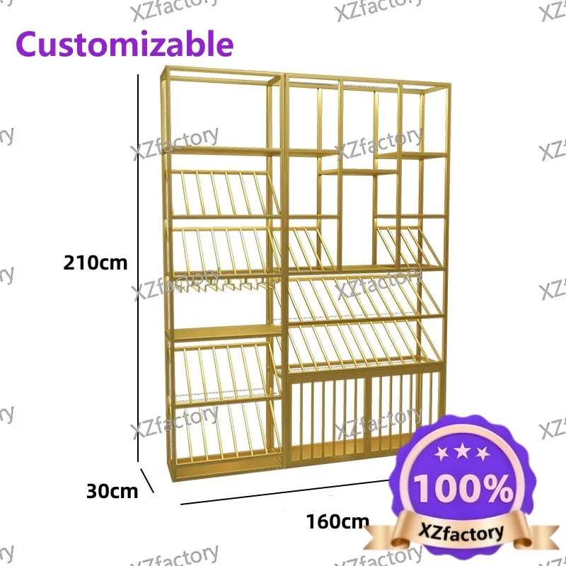 Factory Direct 2026 Top Rated Winery Light Luxury Wrought Iron Wine Rack Bar Floor-to-Floor Wine Cabinet