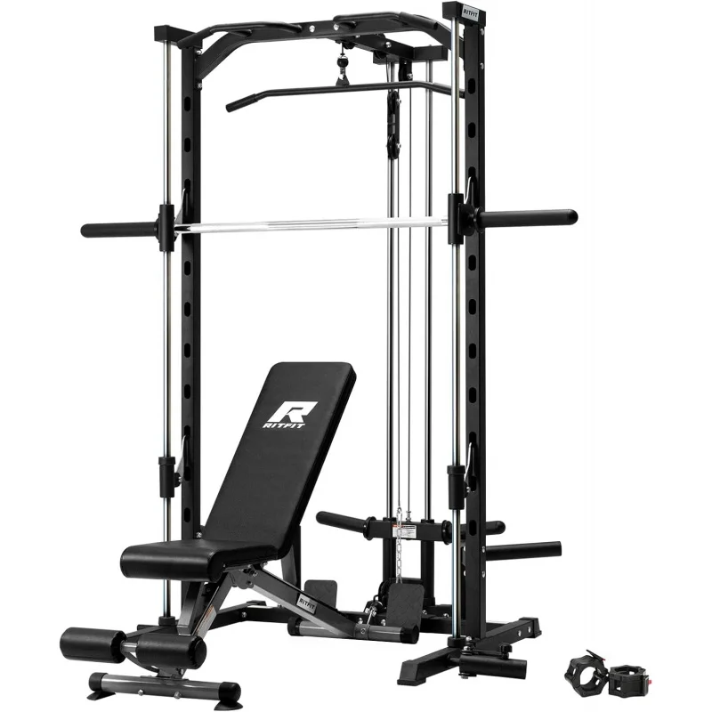 

RRitFit Smith Machine Power Rack с системой LAT-Pull Down, Landmine, штанга, колышки для хранения пластин и больше обучающих принадлежностей