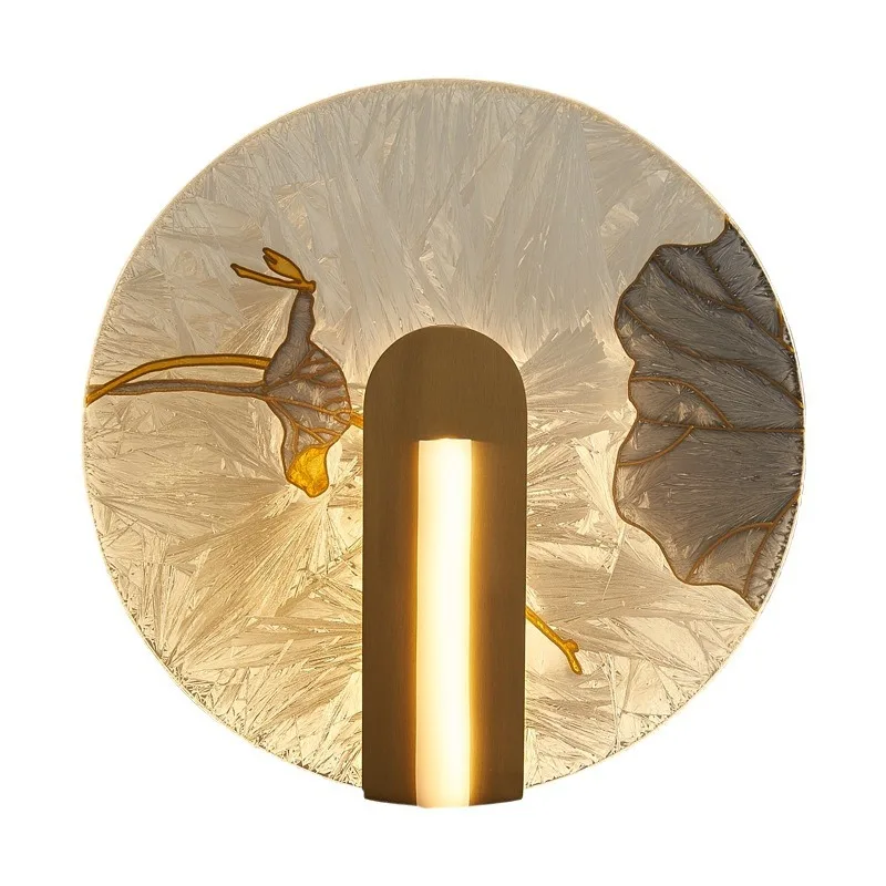 

All-copper wall lamp New Chinese enamel color lamp Living room background wall Bedroom bedside stairs Aisle corridor