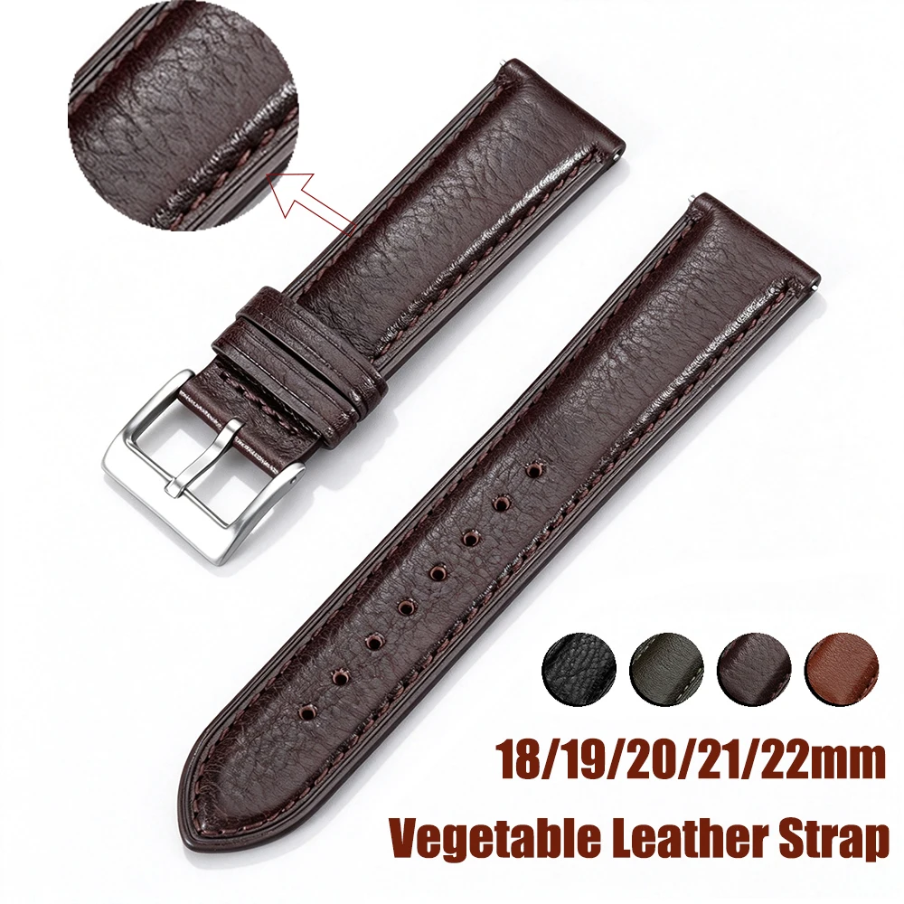 Neues pflanzlich gegerbtes Leder-Uhrenarmband, universelles Armband, Retro-Ölwachs-Leder-Uhrenarmband 18mm 19mm 20mm 21mm 22mm Zubehör