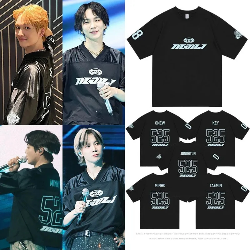 SHINee’S BACK 525 key onew minho T-shirt Top y2k Woman clothing sing-along Loose T-shirt Cotton Short navel-gazing tops Summer