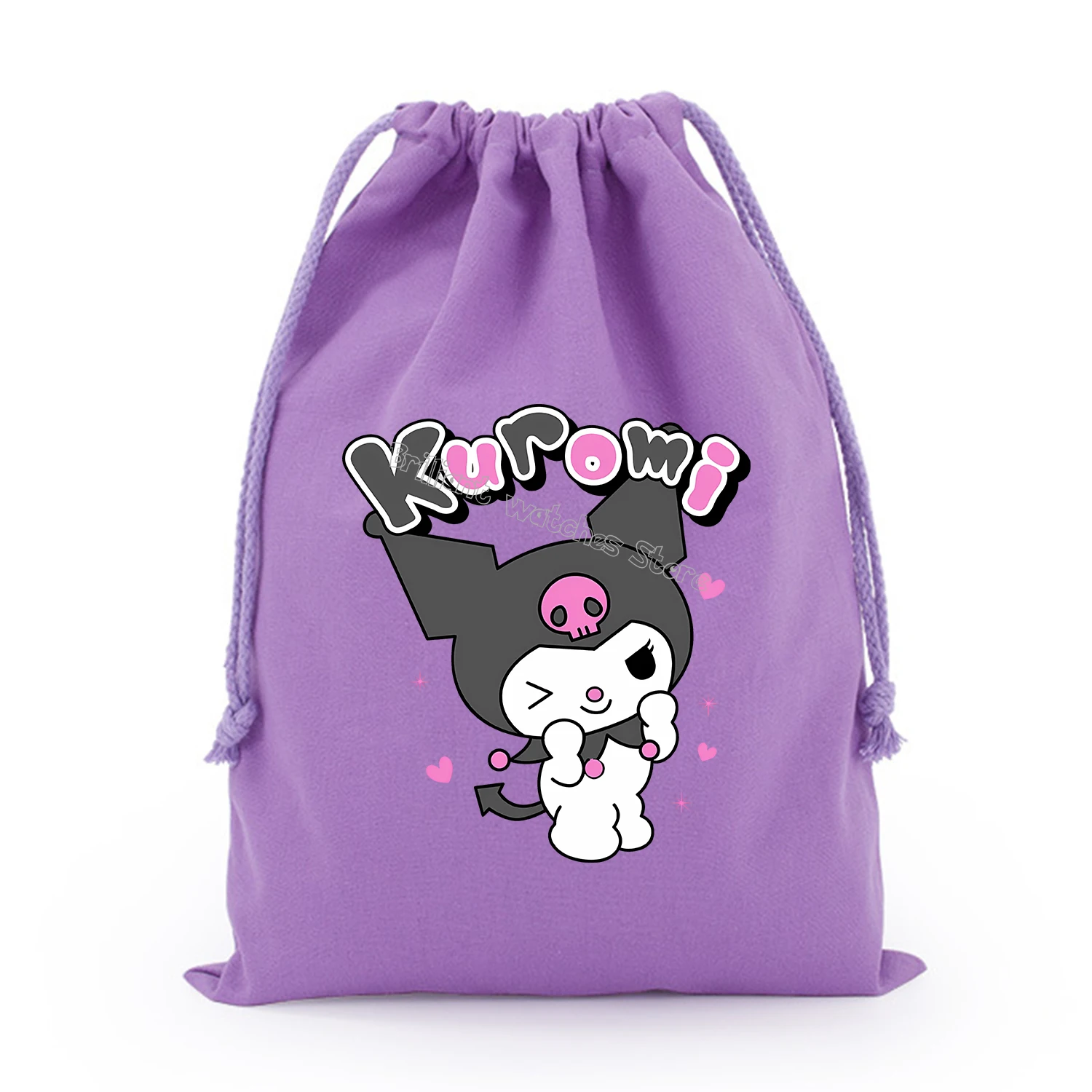 Kuromi Drawstring Bag Cute Sanrio Cartoon Gift Bag Drawstring Pouch Kids Cotton Party Bag Storage Bags New Large Capacity Bags