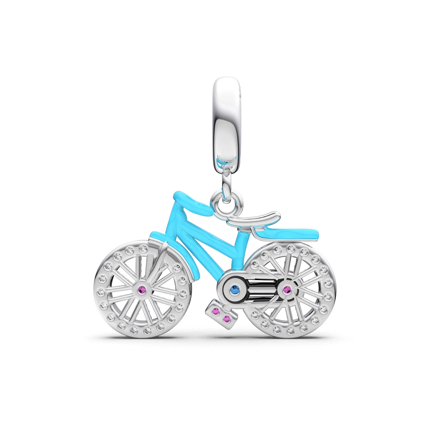 Manyilus Colorful Bicycle Charm, 925 Sterling Silver Travel Jewelry Pendant for Original Bracelet, DIY Adventure & Freedom Gift - view 2