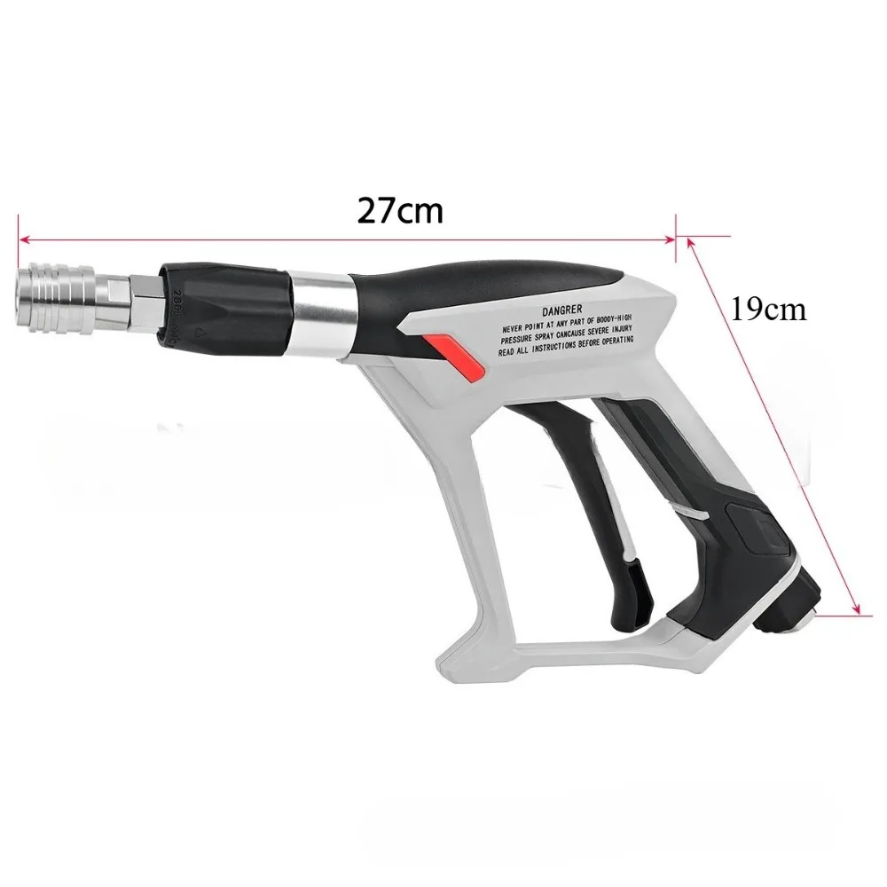 High Pressure Washer Hot Water Spray Gun Stainless Steel Quick Connect Short Wash Gun for Self‑Service Car Detailing Cleaning