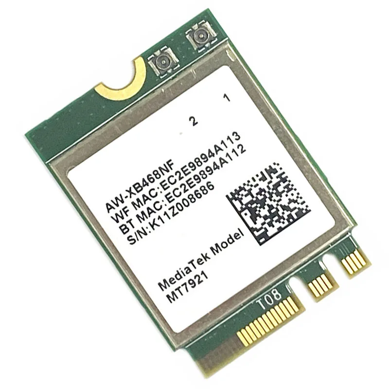 Wi-Fi 6 MT7921 Wi-Fi 6 1800M Bluetooth 5.2 Wireless WIFI6 Network Card NGFF M.2 Support Windows10 / 11 MT7921k