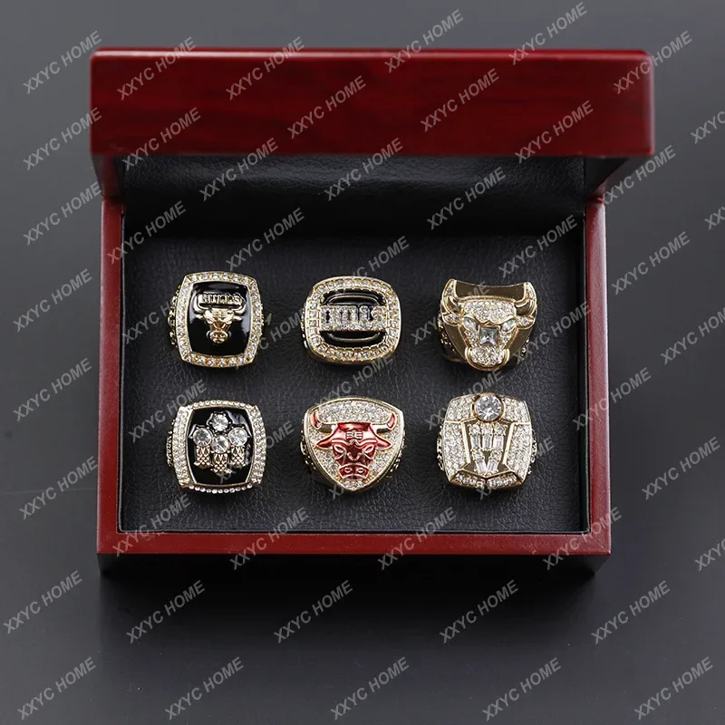 Anillo de campeonato de Chicago Bulls, set de edición coleccionable de fanáticos, 6 años