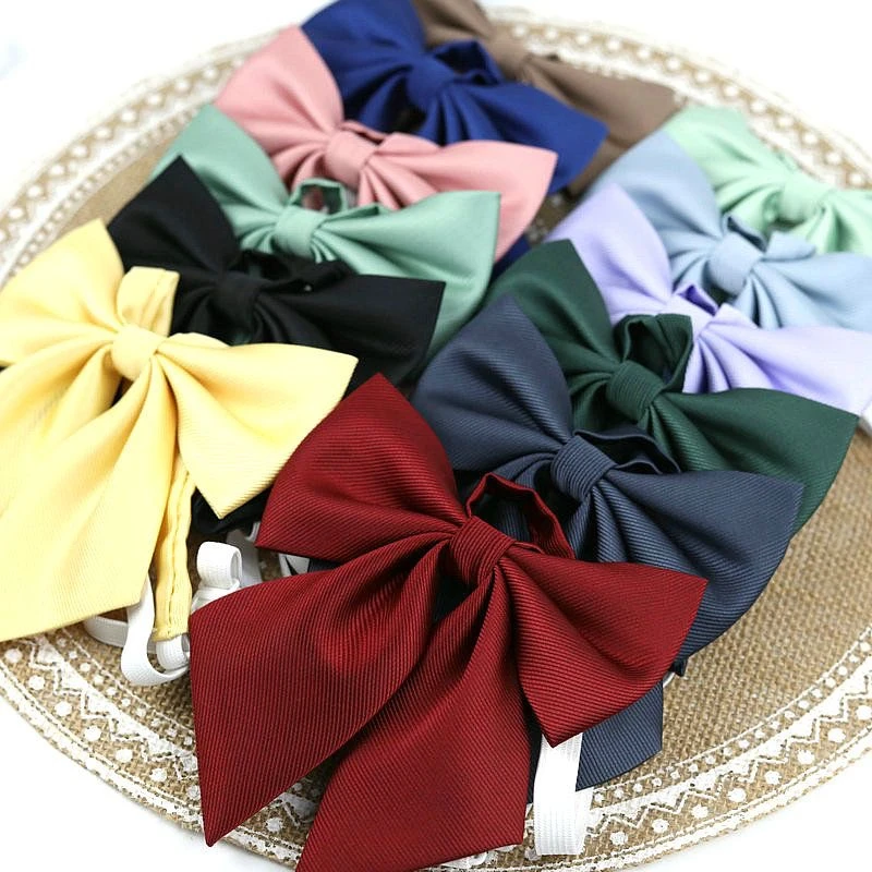 12 Solid Colors Big Bowknot JK Neckwear Girls Bow Tie Necktie Choker For Preppy Students Japanese Korean School Uniforms Shirt