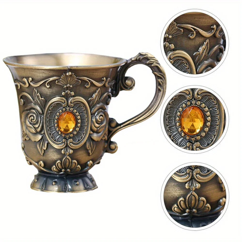 

1 шт., винтажный стеклянный бокал из цинкового сплава, практичная чашка для вина, металлический бокал