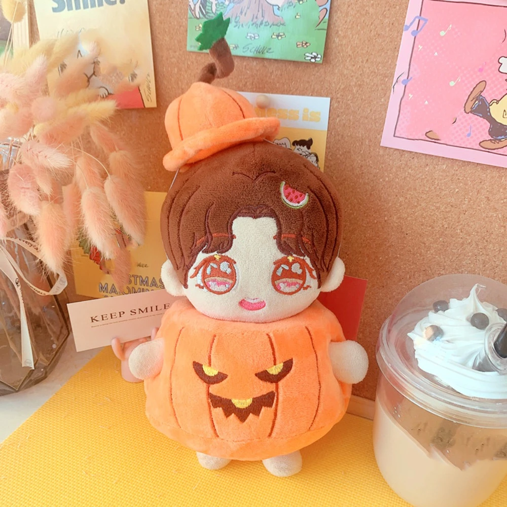 แต่งตัวตุ๊กตาผ้าฝ้ายฟักทองเสื้อผ้าชุดหมวกผ้าฝ้ายสีส้มตุ๊กตาฮาโลวีนชุด Kawaii แฟชั่นตุ๊กตา Plush เสื้อผ้า