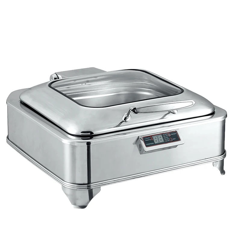 Intelligent Hydraulic Stainless Steel Hot Pot Buffet Electric Heating Food Warmer Set Hotel Catering Party Buffet Hot Pot