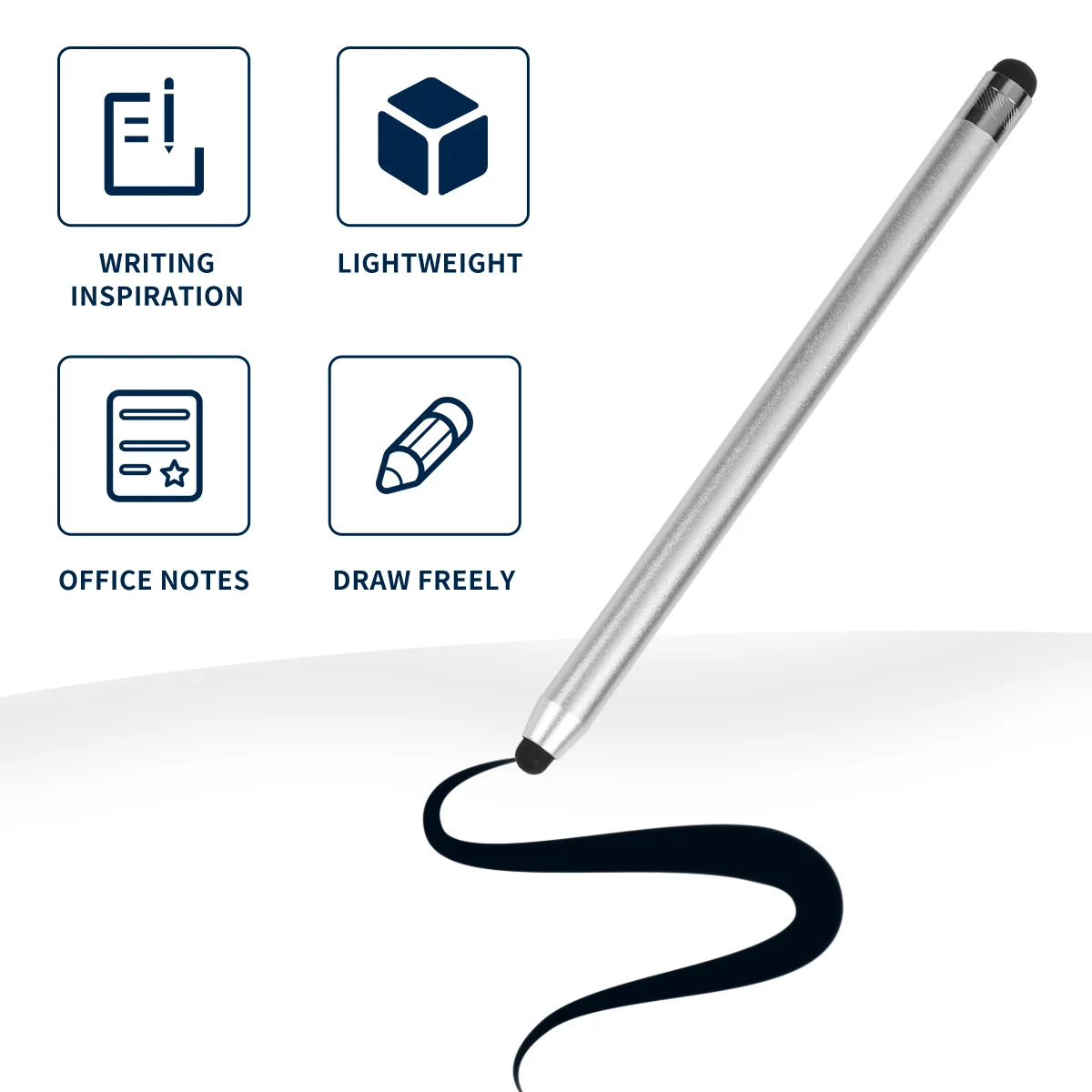 2 قطعة قلم ستايلس مادة ممتازة خفيفة الوزن مزدوجة الرأس أقلام شاشة تعمل باللمس للهاتف والأجهزة اللوحية ملاحظة تدوين الرسم الألعاب