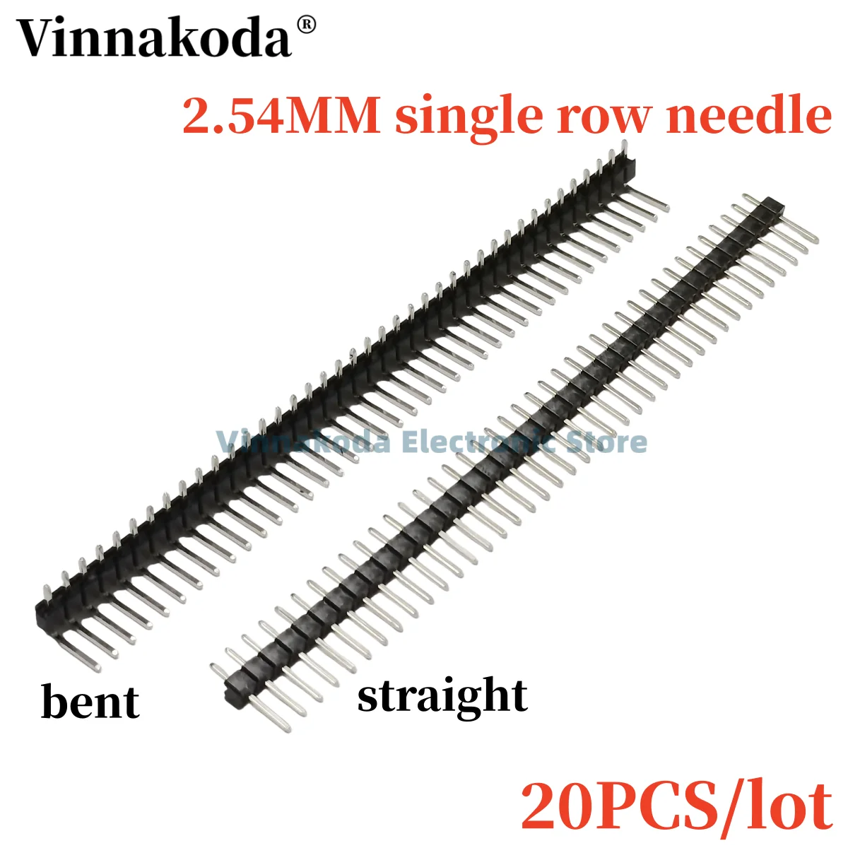 

20pcs/lot 90/180 Degree 2.54mm 2X40P Single Row Bent/straight Needle Pin Header Connector