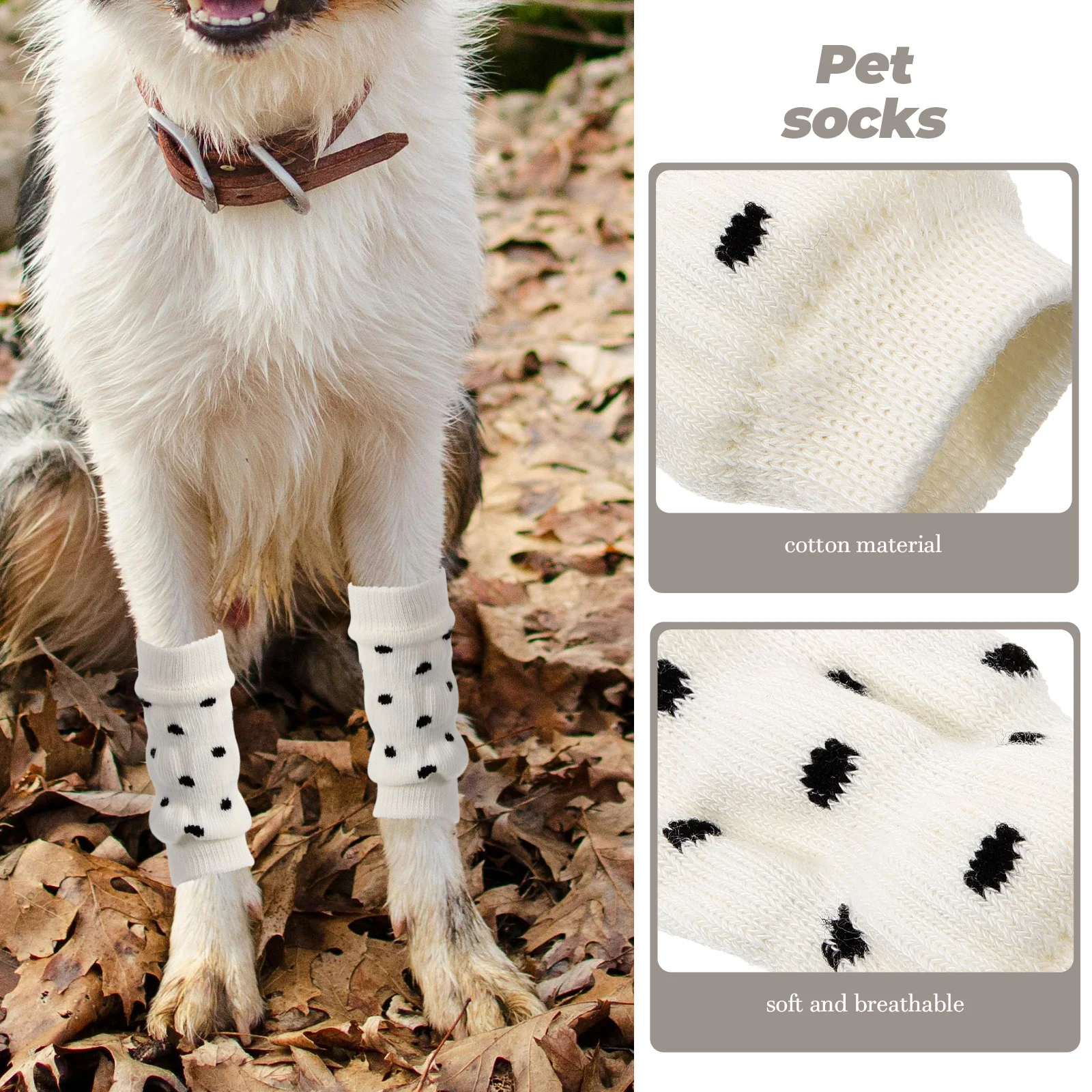

4Pcs Dog Leg Warmers Pet Leg Sleeves Knitted Cotton Soft Breathable Covers Protectors for Cold