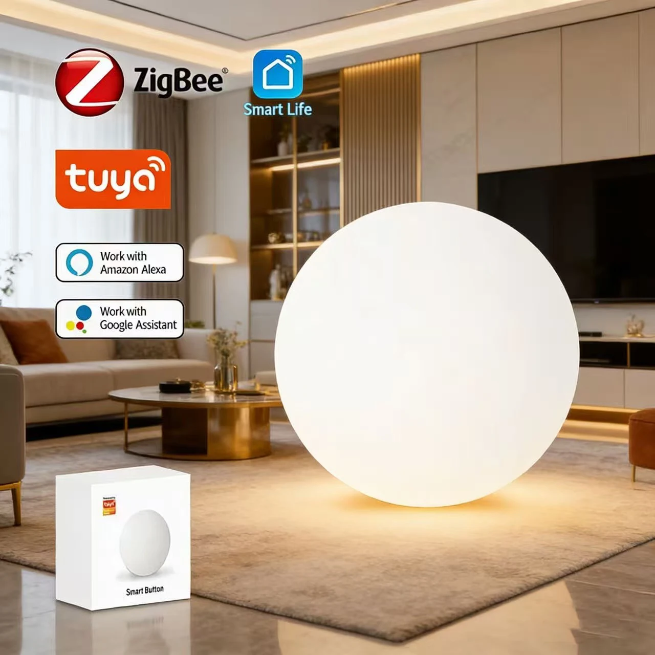 Tuya Zigbee Smart Kabelloser Szenenschalter Automatisierter Verbindungscontroller Fernbedienung Kompatibel mit Alexa Google