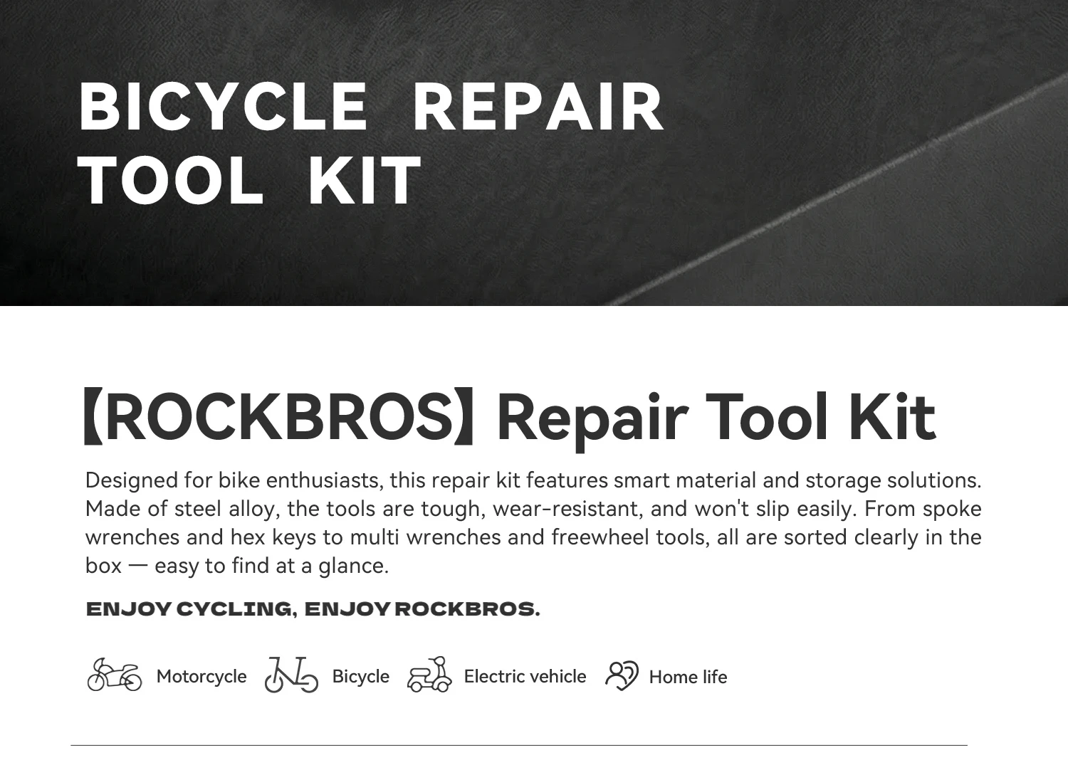 ROCKBROS Fahrrad-Reparaturwerkzeug-Set Multifunktionales 22-in-1 Fahrrad-Kombinations-Wartungswerkzeug-Set Fahrrad-Zubehör – Detail 2