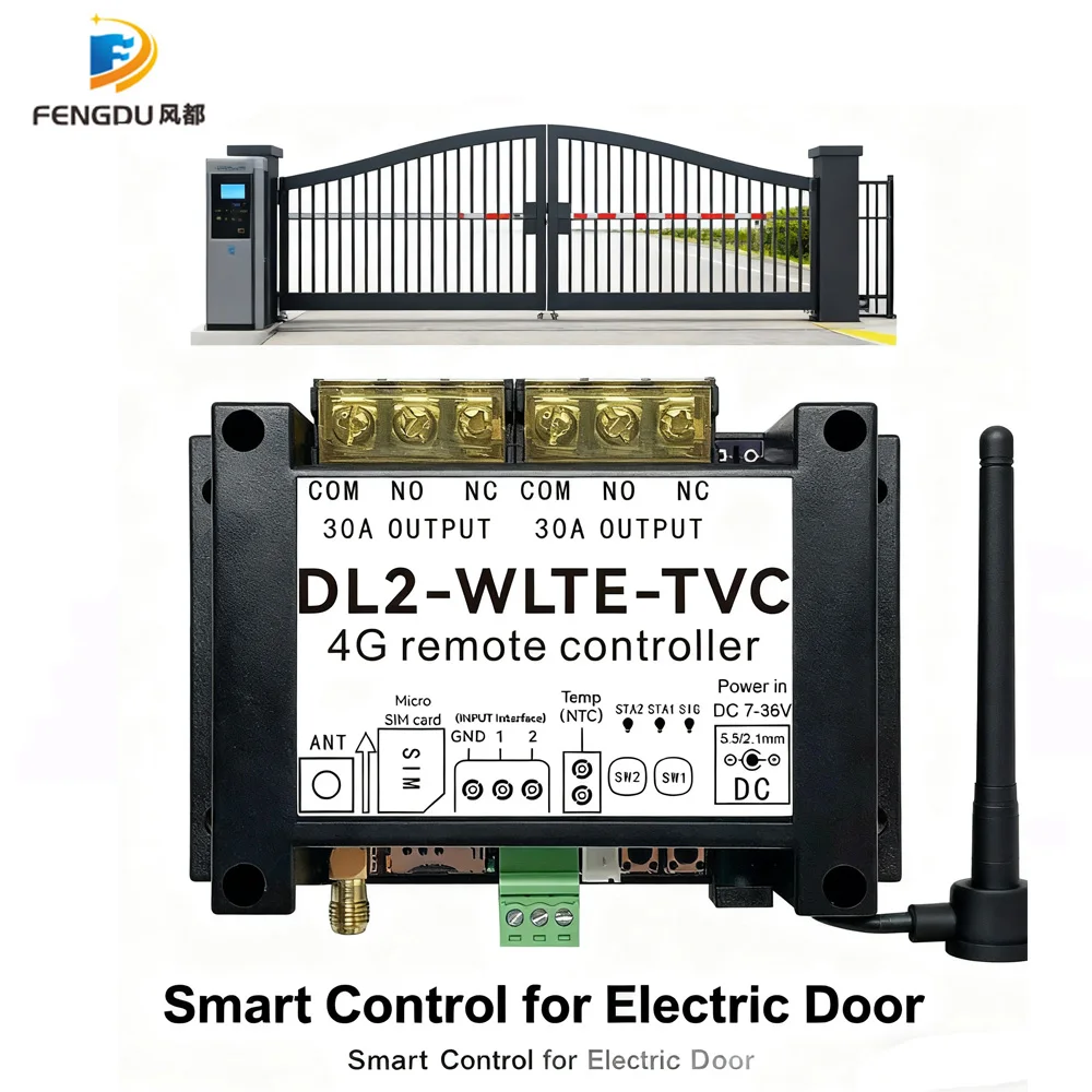 

DL2-WLTE-T&TVC LTE SMS 30A Big Power Relay Switch 4G WEB APP Control Alarm Smart Controller