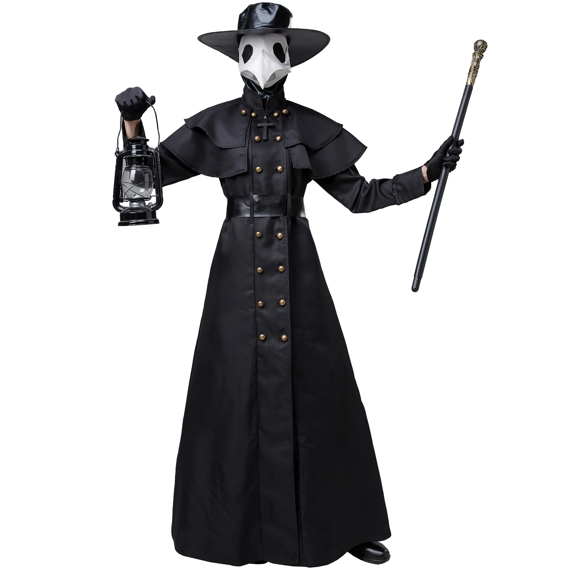 

Medieval Steampunk Halloween Adult Plague Doctor Crow Beak Costume