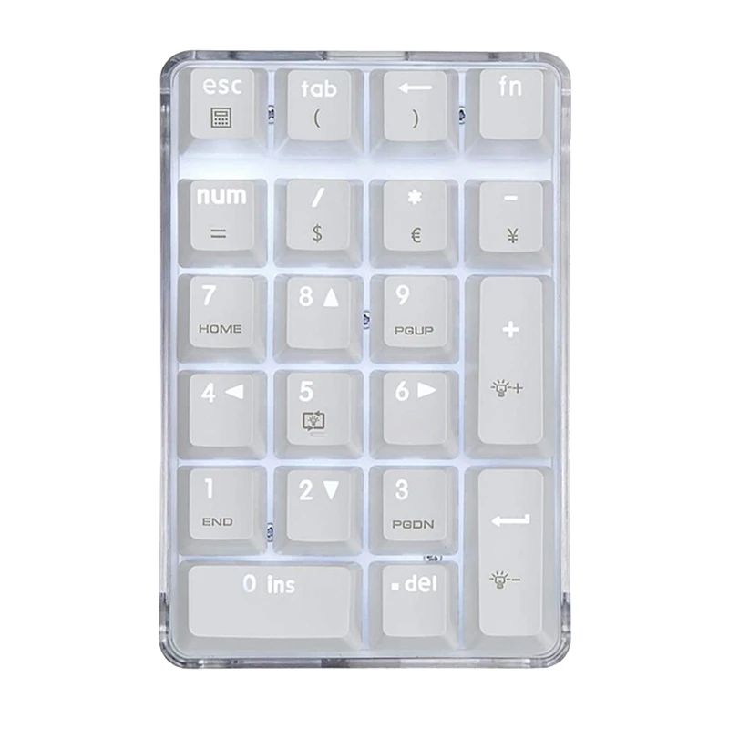 

Mechanical Numeric Keypad Brown Switch Wired Gaming Keypad Crystal Case White Backlit 21 Keys Mini Numpad Keypad