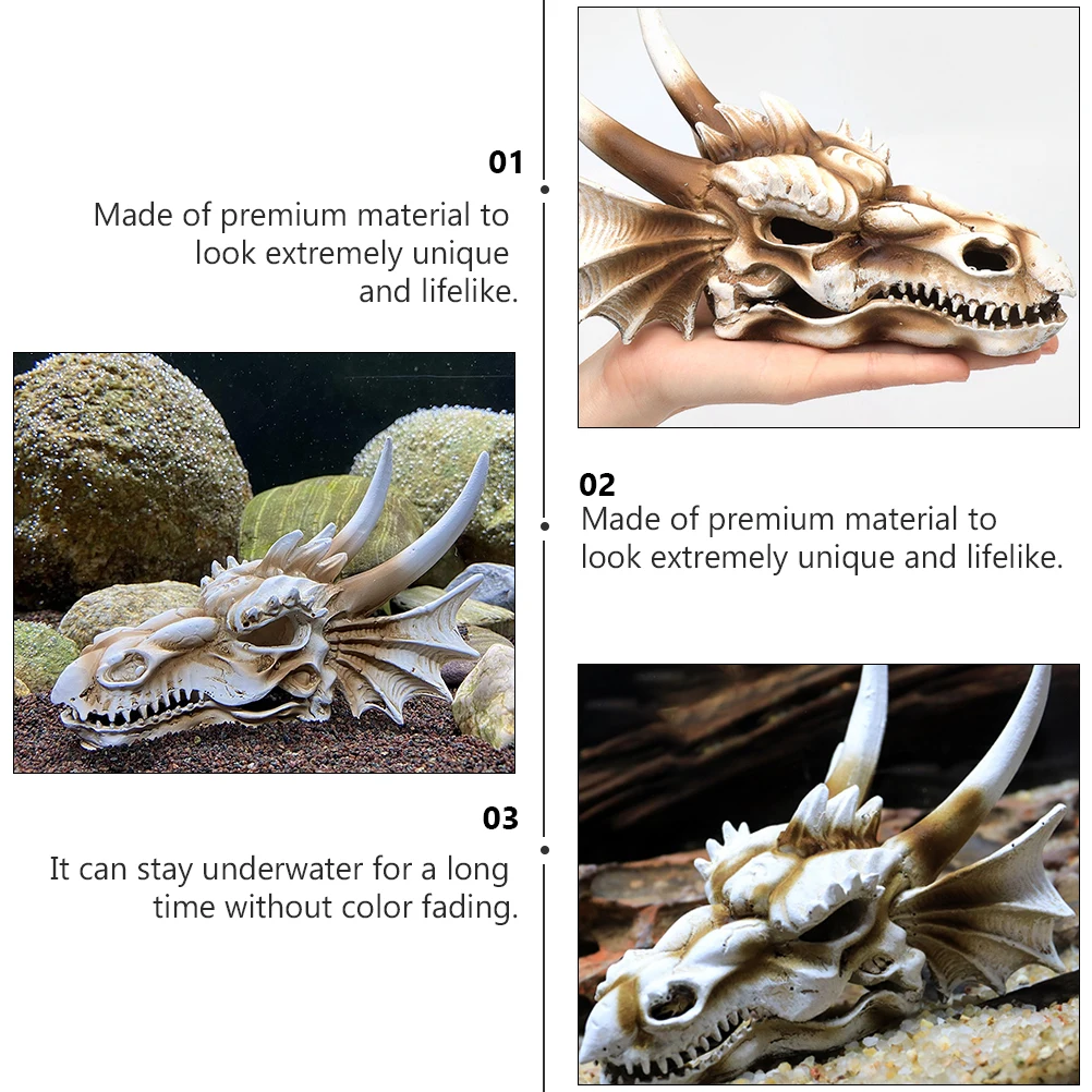 

Resin Dinosaur Skull for Fish Tank Aquarium Decor Artificial Chic Craft Stylish Home Decoration