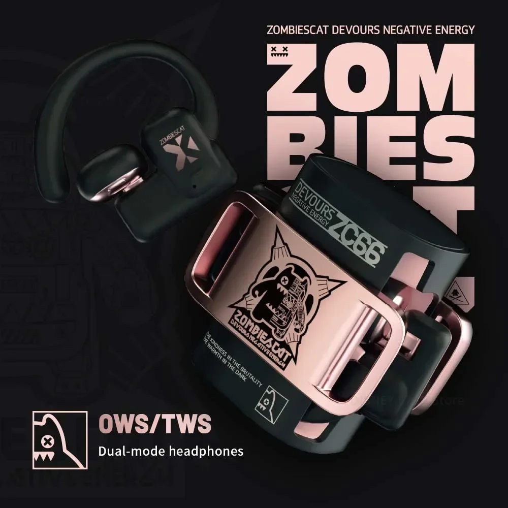 ZOMBIESCAT B9 Fone de Ouvido Bluetooth 5.4 OWS/TWS