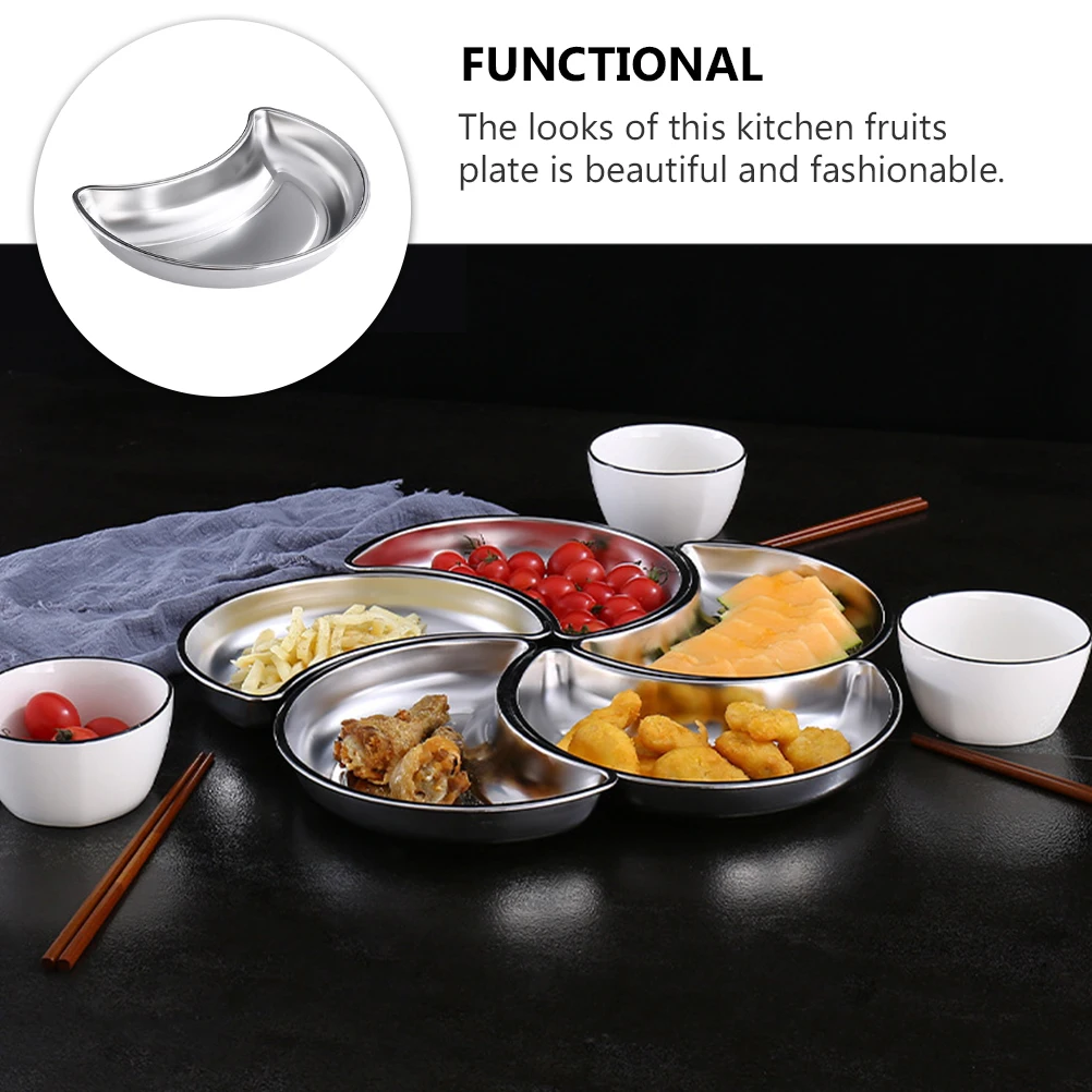 

Moon Dish Stainless Steel Fruits Plate Safe Material Kitchen Storage Stainless Steel Dish Moon Tray Home Plate