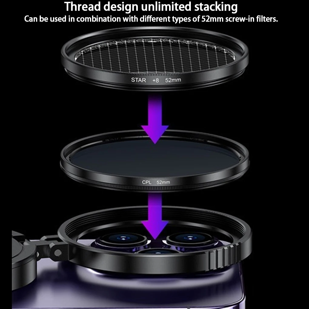 52mm CPL Polarizer Filter Magnetic Holder For iPhone 16 15 14 Pro Max Plus Andriod Smartphone for Vlogging Filter Stand bracket view 6