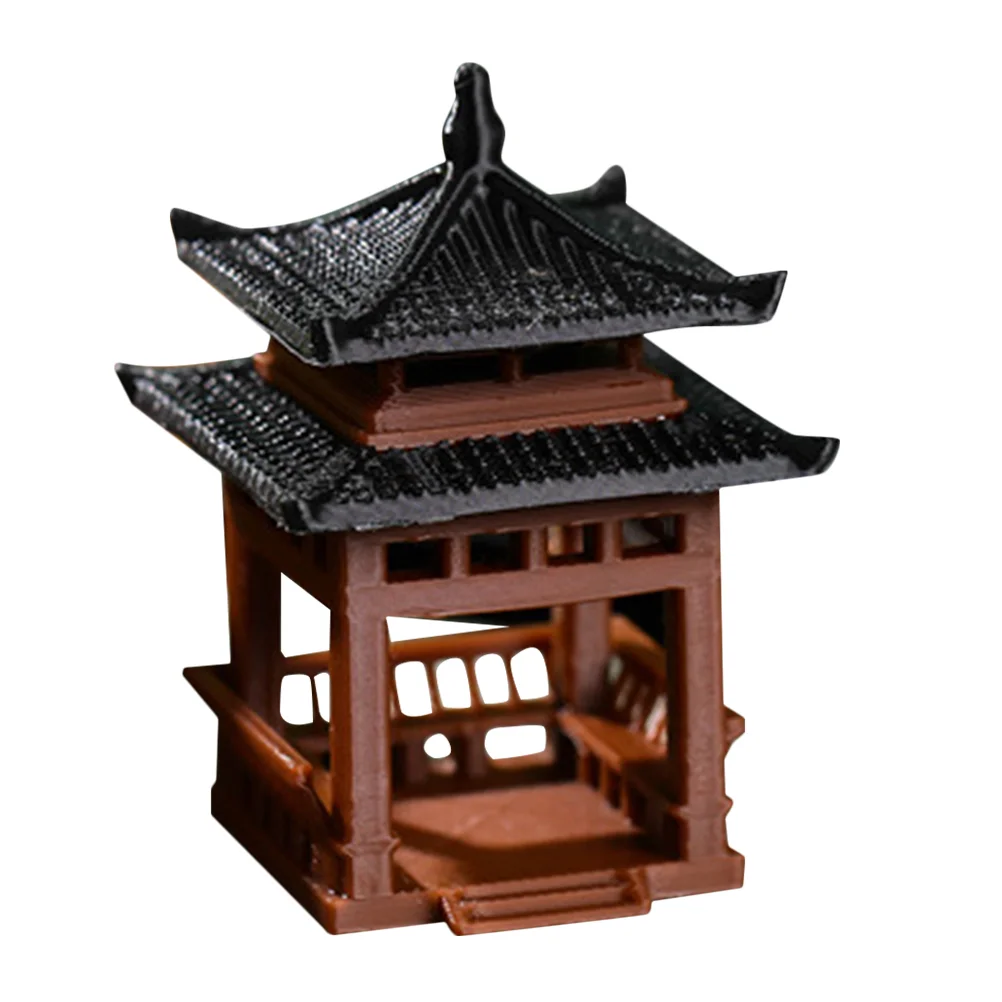 Micro Landscape Four-corner Pavilion Home Desktop Ornaments Decorate Gazebo Mini Statue Plastic Aquarium Garden