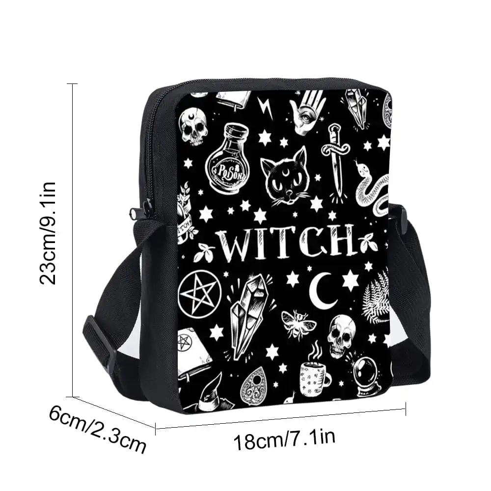 Witch Daily Single Sided Messenger Bag For Boy/Girls Children Best Gifts 2D Flat Cartoon Casual Teenage Crossbody Bag