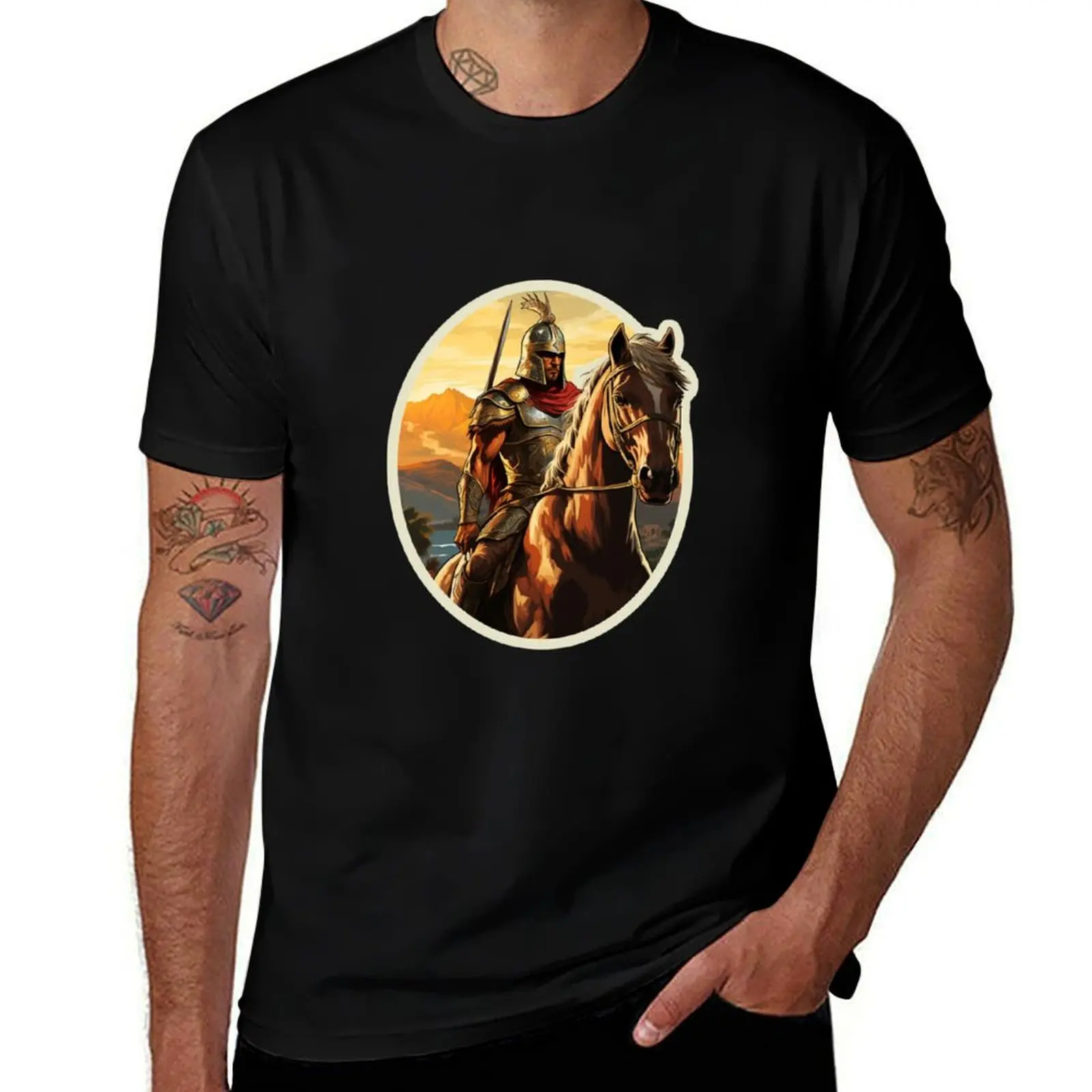 

Cyber Spartan // Horse // Sparta // Spartan Warrior Spartan Blue warrior T-Shirt summer top Short sleeve tee men