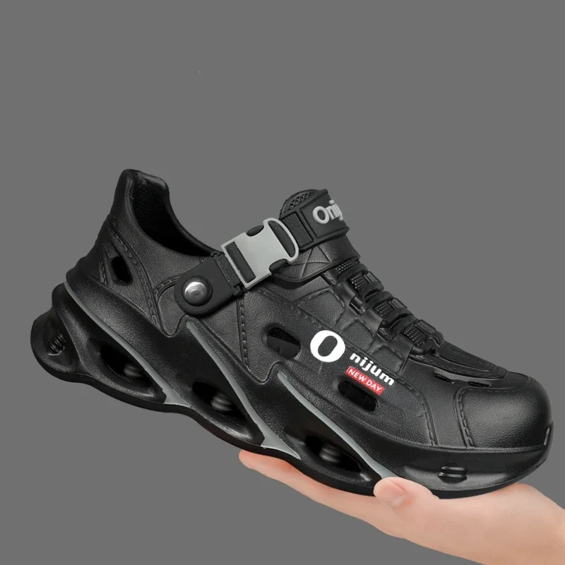 남성용 야외 샌들 스포츠 슬리퍼 비치 슬라이드 통기성 나막신 남성 캐주얼 가든 신발 미끄럼 방지 하이킹 남성용 야외 샌들