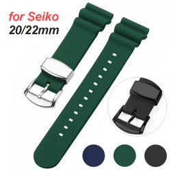 20mm 22mm Silicone Watchband for Seiko SKX009 007 Metal Ring Keeper Diving Bracelet Sport Rubber Wrist Strap Quick Release Belt