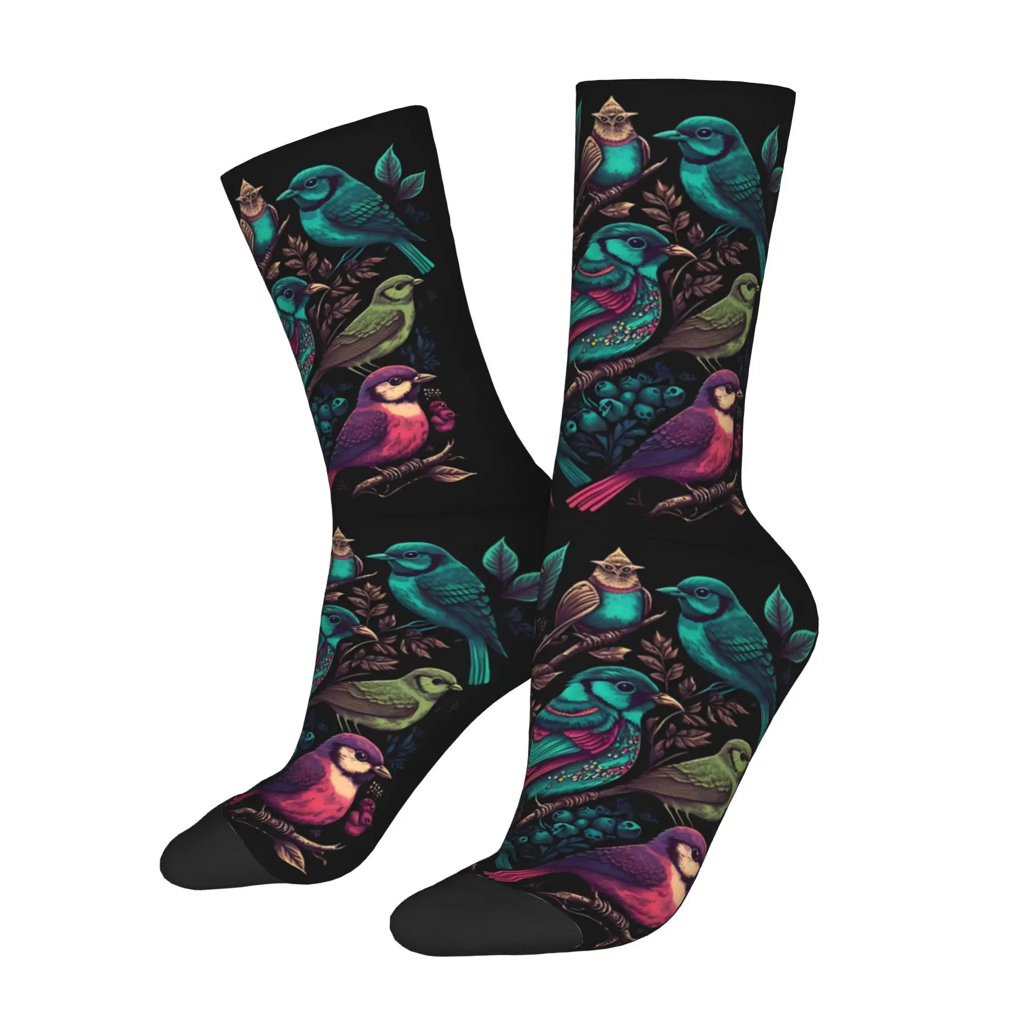 1pc Everybirdy Golder Birds Pattern Printed Men's Socks  Novelty Hip Hop Harajuku Pattern Crew Sock Casual Gift