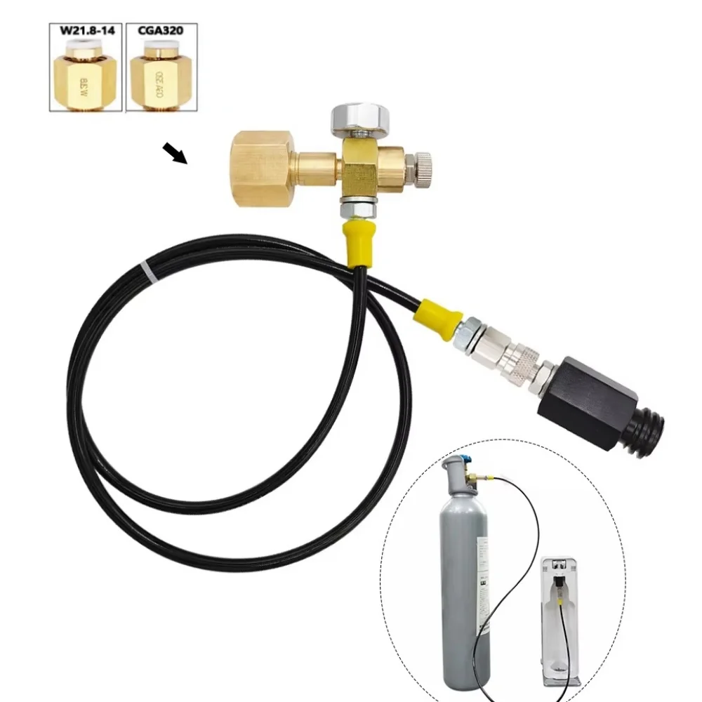 Soda Stream Soda Club External Hose Adapter Gauge to CO2 Tank Home Soda Maker W21.8-14 or CGA320 for Soda Stream Machine