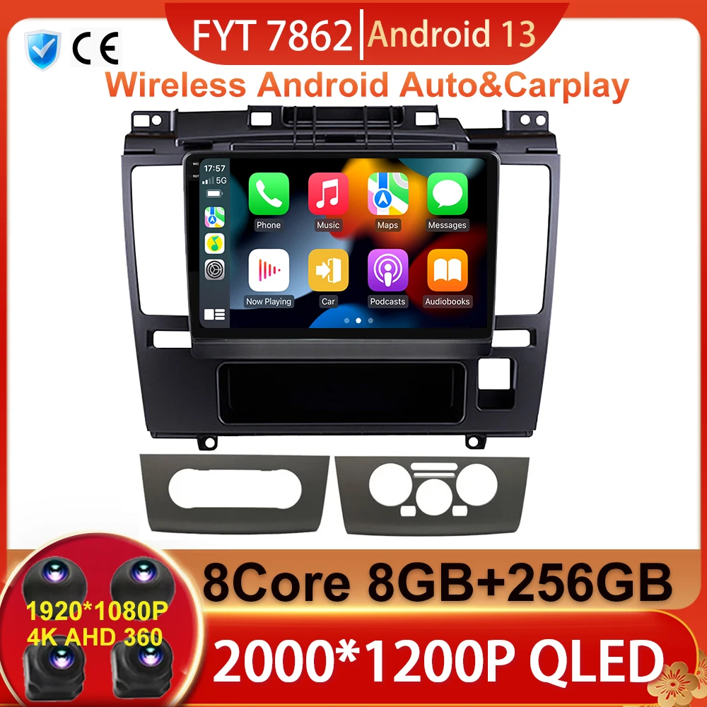 Wireless Carplay AUTO 256GB Android 13 Auto Car Radio For Nissan Tiida C11 2004-2013 Multimedia Player GPS Autoradio Head Unit