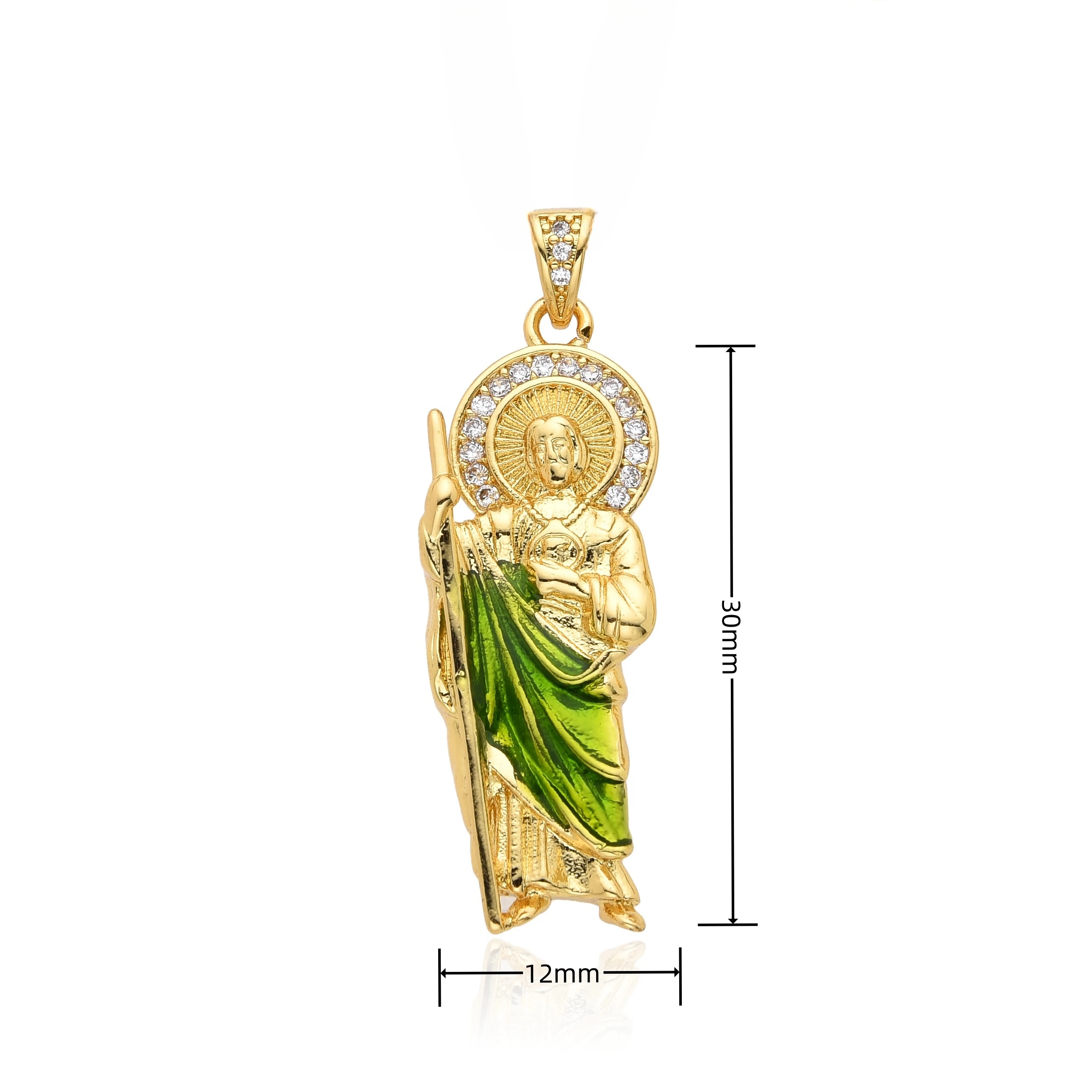 Gold Color St. Jude Santa Muerte Charms Cubic Zirconia Holy Death Reaper Necklace Choker Chain Pendant DIY Jewelry Accessories