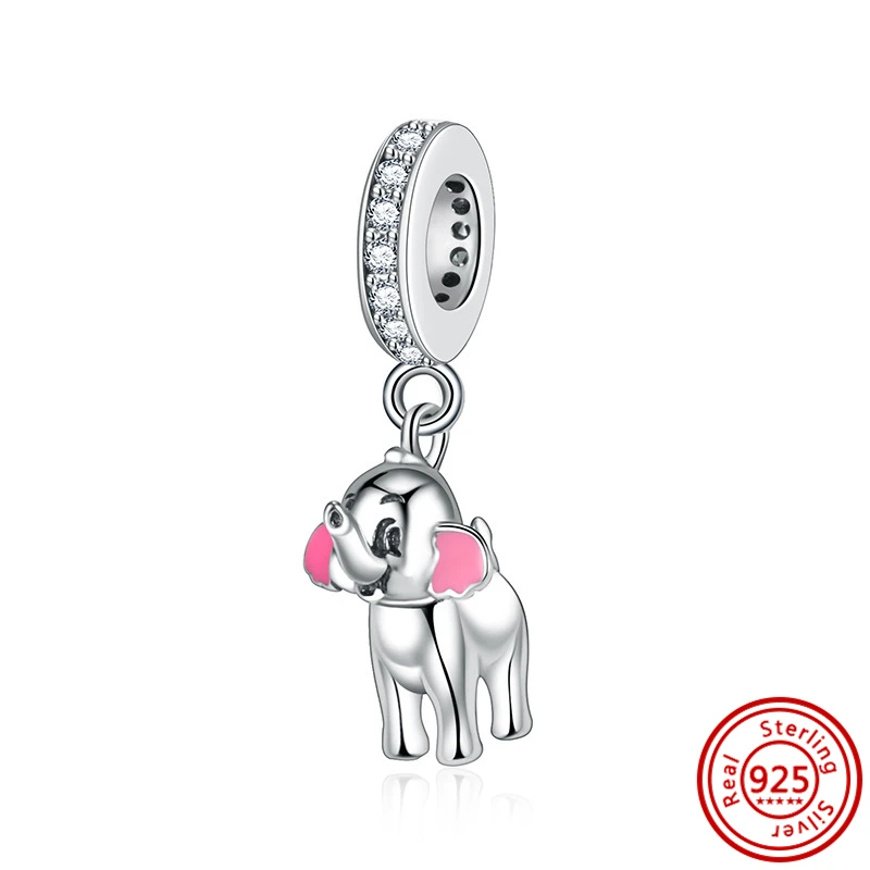 Colgante de Plata de Ley 925 con forma de elefante, abalorio exquisito compatible con Pandora Original, pulsera 925, accesorios de joyería fina para manualidades