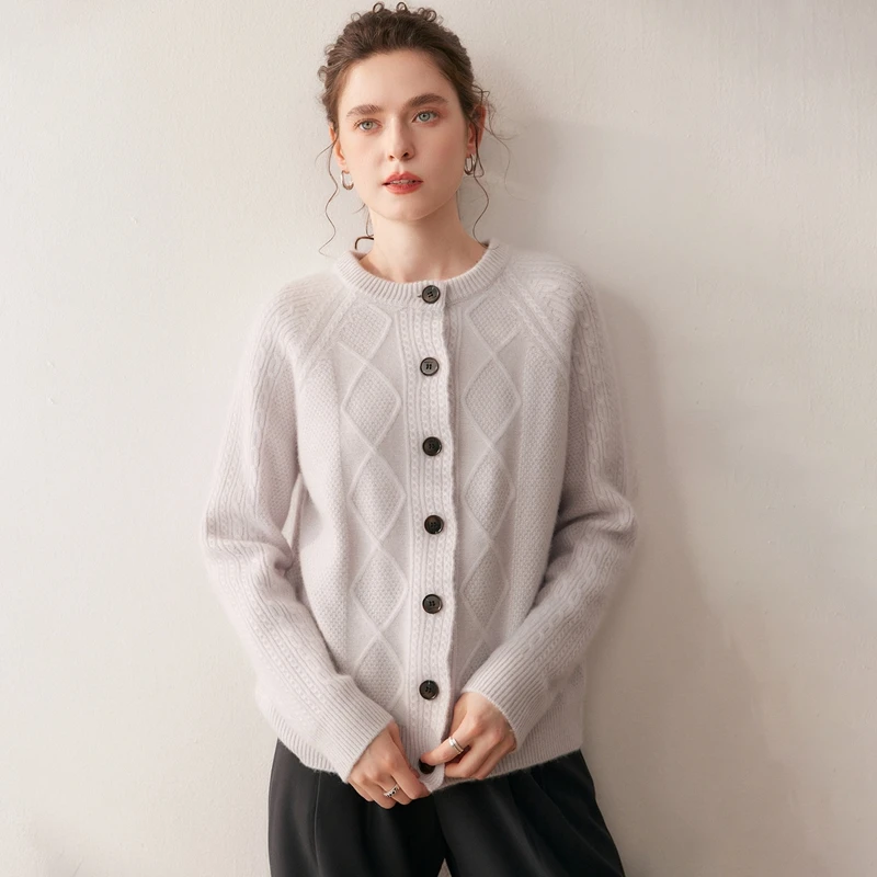 النساء 100% سترة الكشمير المعنقة س الرقبة تويست زهرة سميكة فضفاضة سترة تريكو أسلوب بسيط الخريف الشتاء الكشمير تريكو لينة القمم