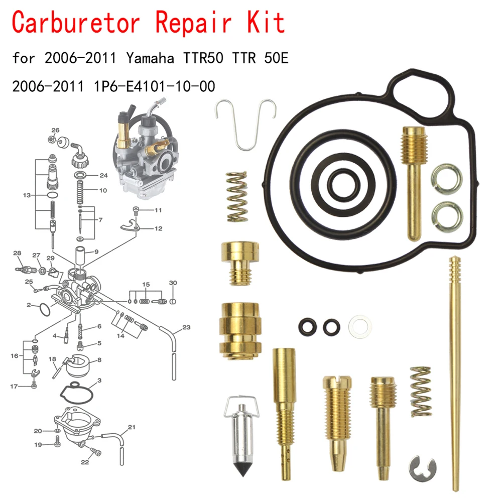 Carburetor Repair Kit 1P6-E4101-10-00 For YAMAHA TTR50 TTR 50E 2006-2011 CARB