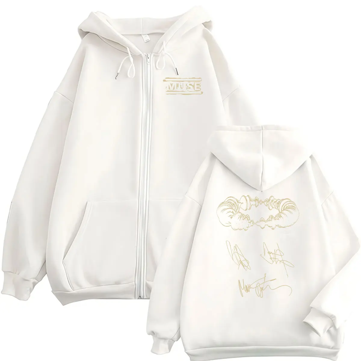 MUSE Band The Wow! Signal Tour 2026 Zipper Hoodie Men's Women Hip Hop Gothic Pullover Sweatshirt Retro Long Sleeve Coats Hooded