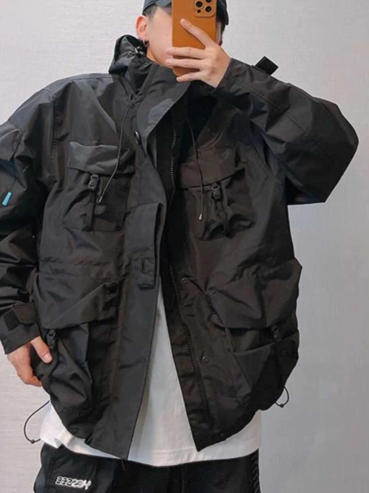 

Retro Waterproof Windproof Men's Jaet Autumn Winter Faion Urban Sle with Multiple kets Hooded Workwear Coat