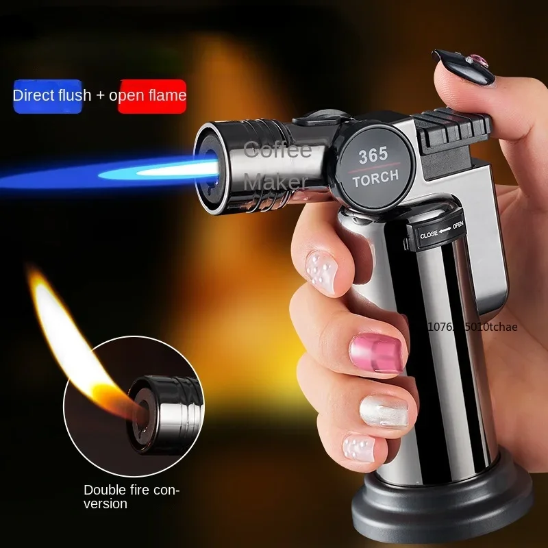 New Inflatable Powerful Welding Gun Windproof Open Flame Direct Injection Butane Lighter Kitchen Cooking Igniter