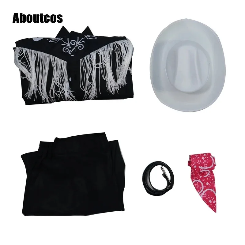 

2025 New Movie Ken Barbie Cosplay Costume Aboutcos Stripe Pink Shirt and Shorts for Men Beach Wear Hat Set Adult Costu☆★ee☆★