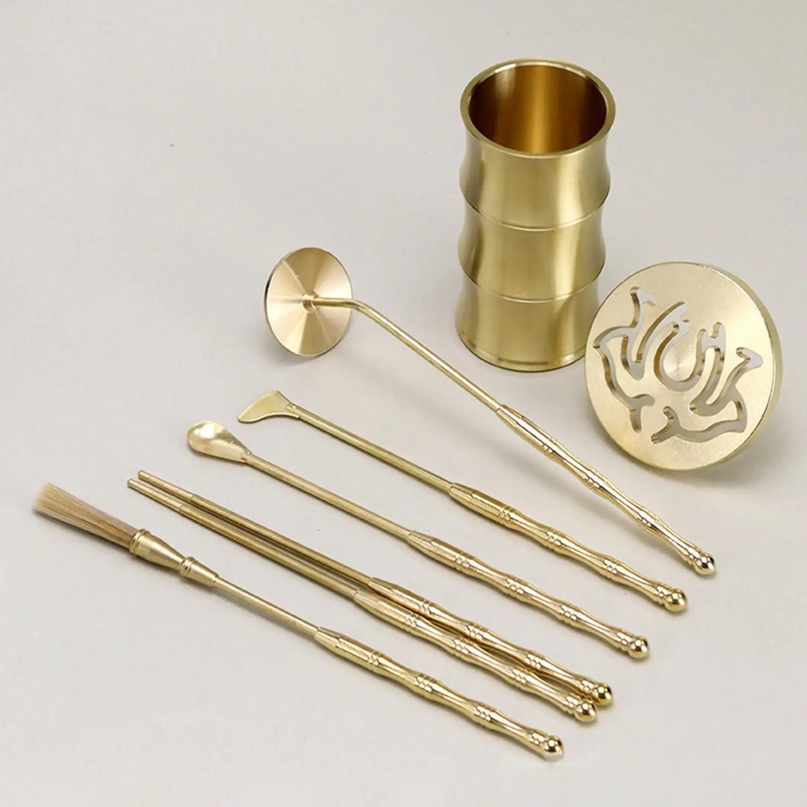 Professional Brass Incense Making Set DIY Press Tool with Brush for Incense Cone Burner