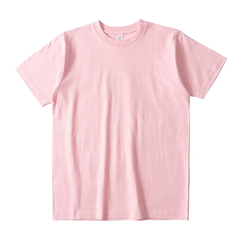 حجم كبير القطن الخالص كامل اللون قصيرة الأكمام تي شيرت بلون سميكة فضفاضة عادية تنوعا قاع قميص أعلى الرجال النساء #5