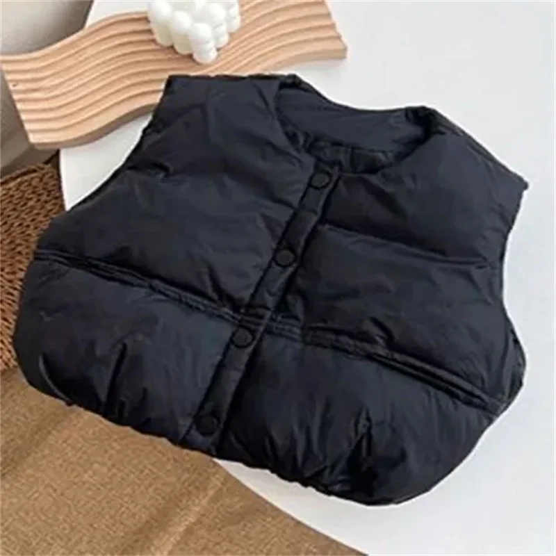 2024 New Winter Warm Vest For Girls Boys Sleeveless Baby Coat Waistcoat Down Cotton Children\'s Outerwear Kids Jackets 1-6Years