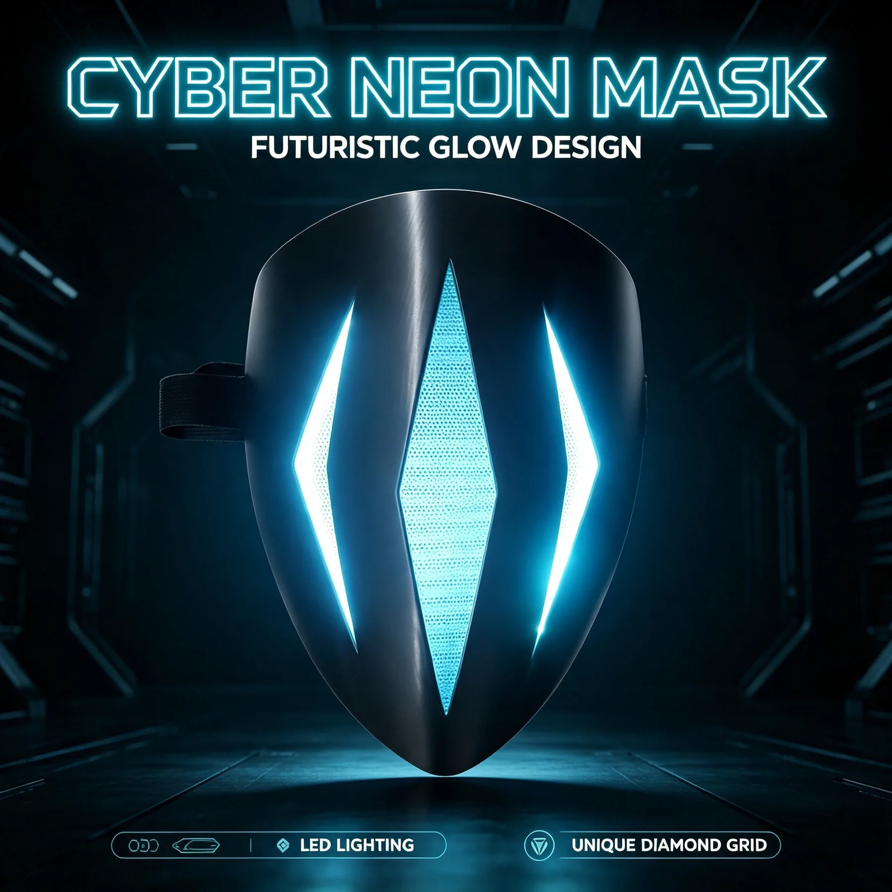 Illuminated LED Omen Mask Valorant, Cosplay Helmet Glowing Blue Light, Phantom Faceplate Full Headgear Prop, Halloween Gift