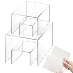 Clear Acrylic Riser Display Stand, Jewelry Display Riser Shelf Showcase for Figures Store,Cupcake,Candy Dessert Display Stand