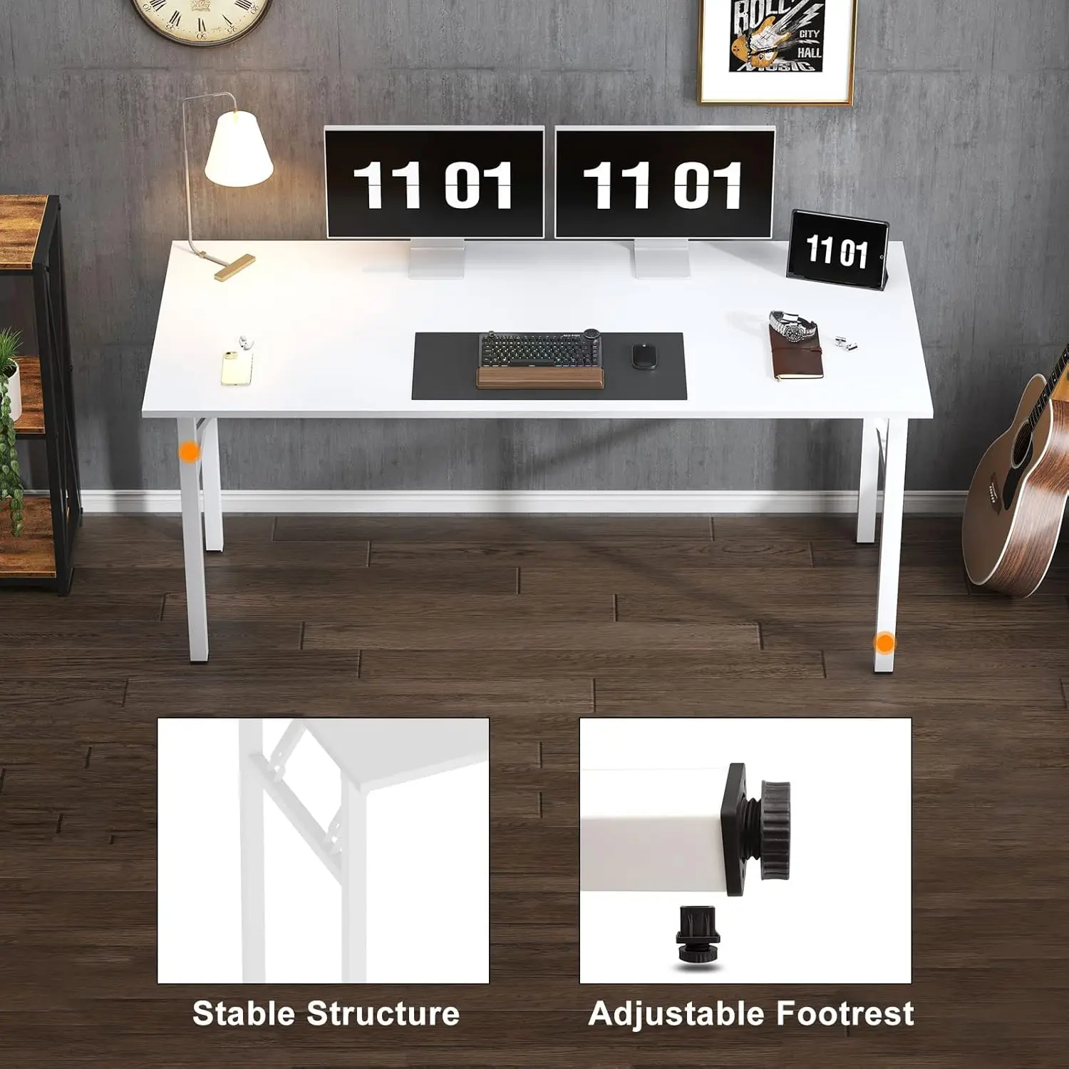 Computer Desk 62 Hes Office Desk Computer Table Study Writing Desk Workstation For Home Office Metal Frame Folding Table,