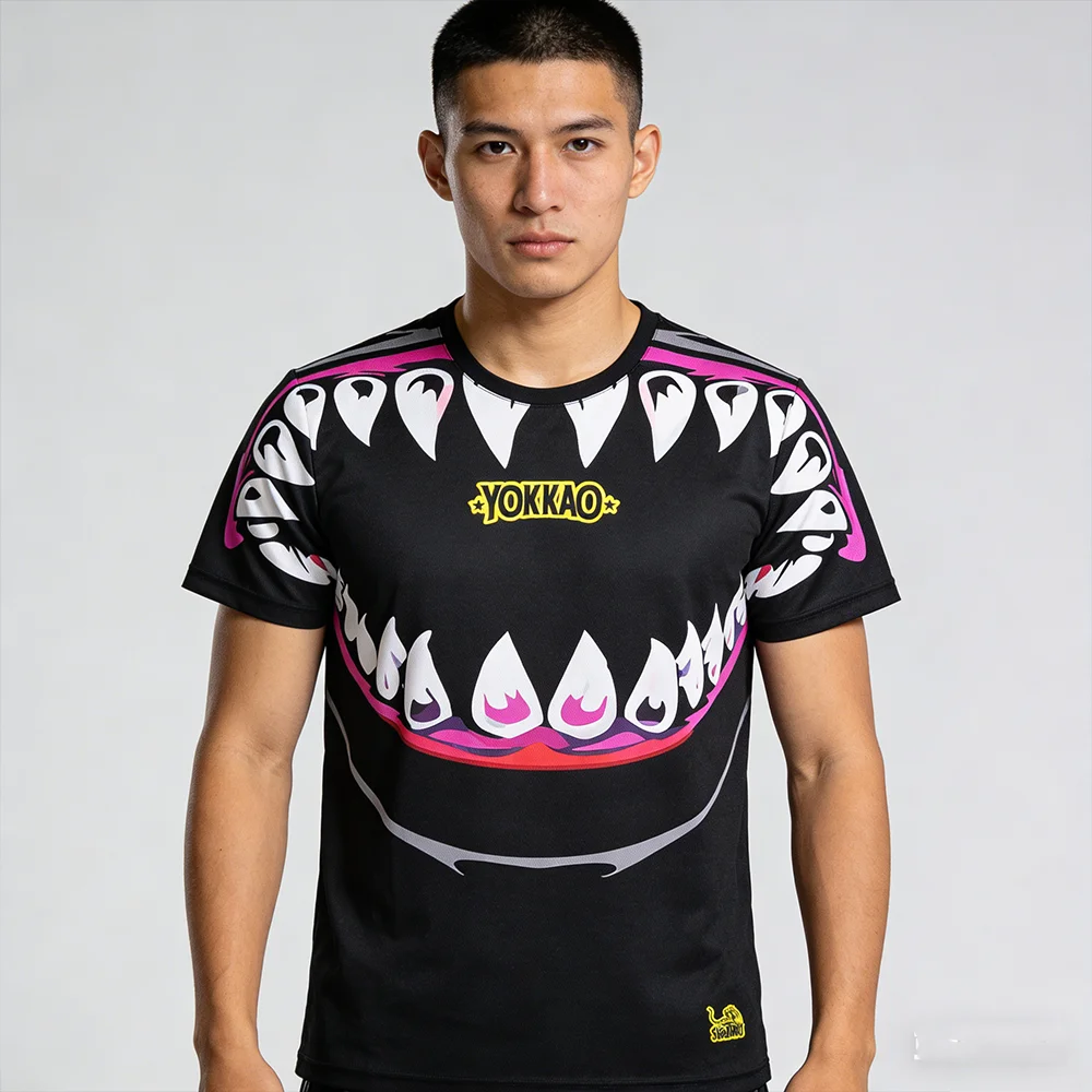 2026 Neues Herren YoKKAO Muay Thai Freizeit-Sportshirt Schnelltrocknend Kurzarm 3D-Druck Atmungsaktiv Bequemes T-Shirt